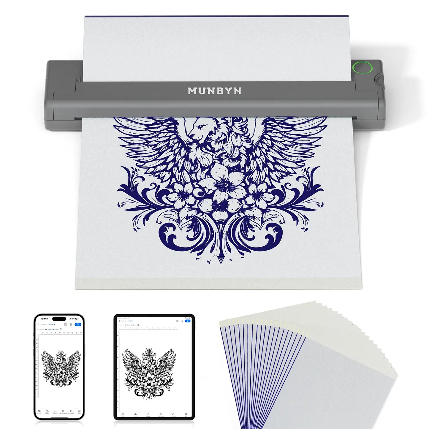 MUNBYN ITP05 Portable Bluetooth Tattoo Stencil Printer