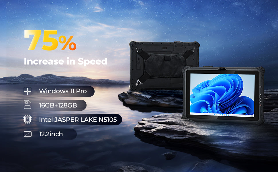 MUNBYN IRT09J Windows scanner tablet with touchscreen display, designed for barcode scanning and data collection.