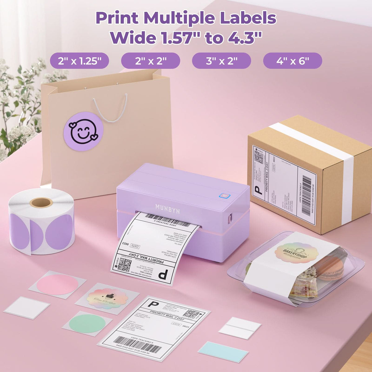 MUNBYN RealWriter 130B thermal label printer kit with printer and accessories, suitable for shipping and labeling tasks.