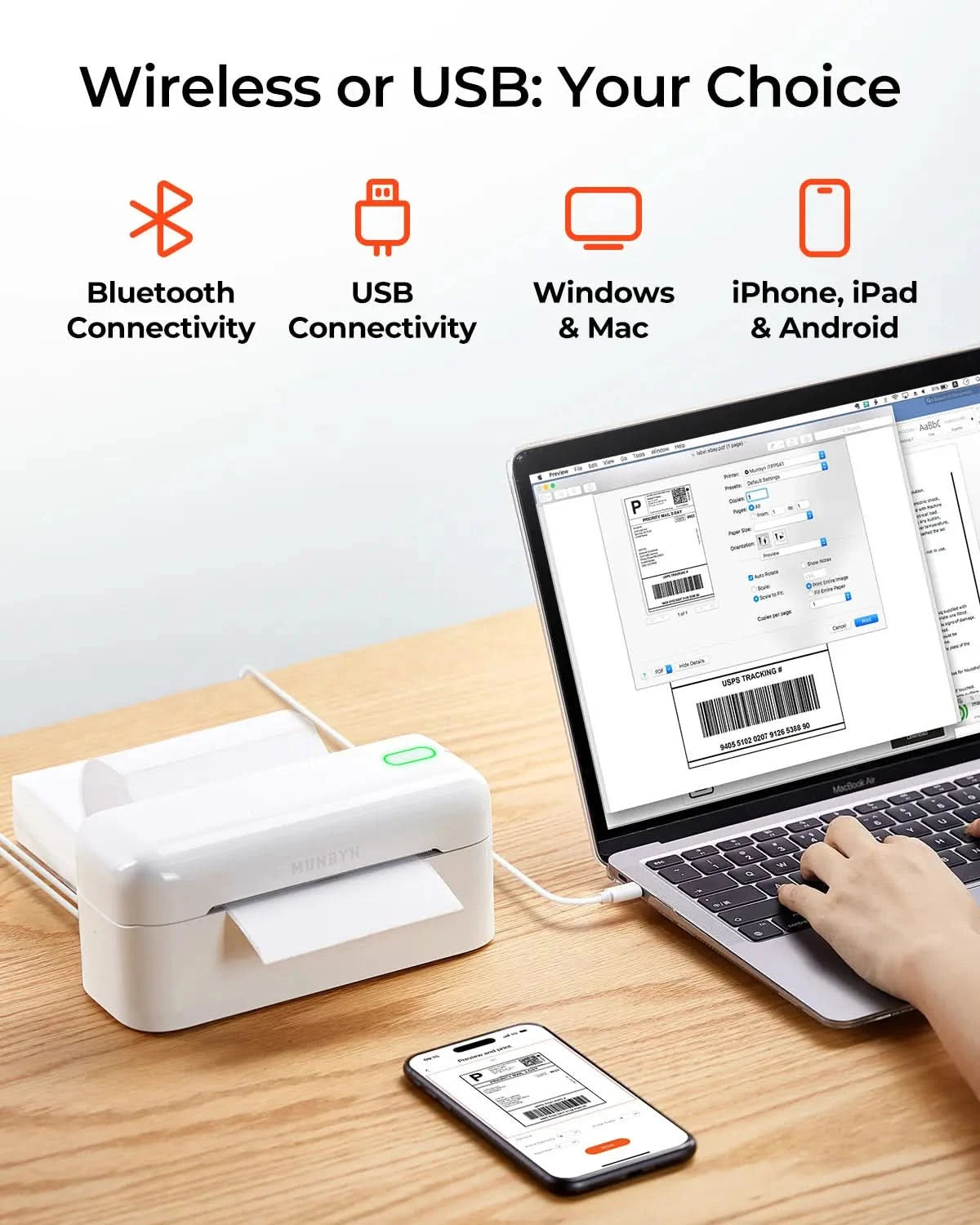 MUNBYN RealWriter 402B Bluetooth Thermal Label Printer Kit