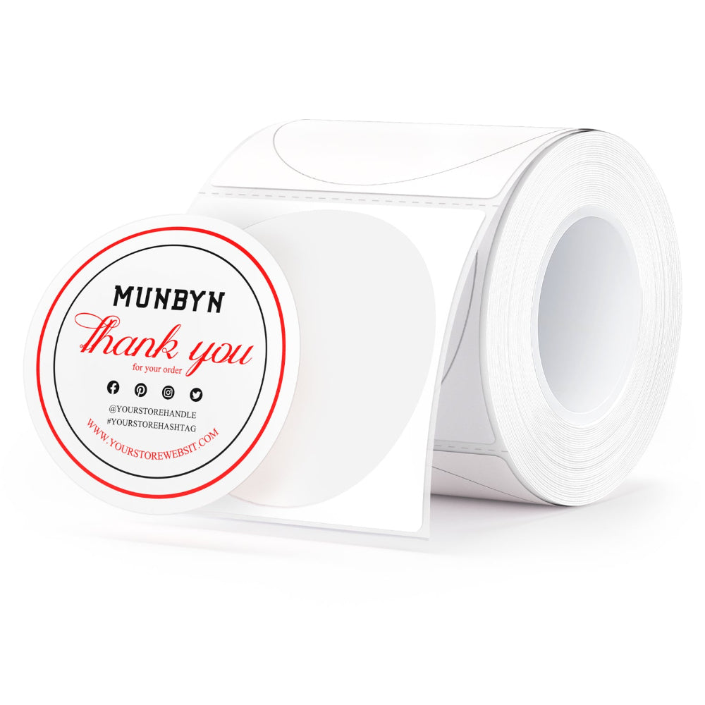 MUNBYN 2" Round Dual Color Red&Black Thermal Labels 150/Roll