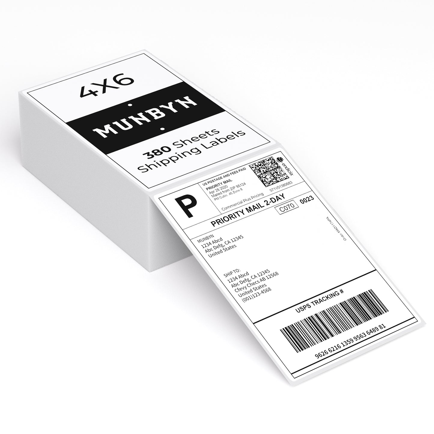 MUNBYN 4"x6" Fan-Fold Five-Proof Technology Direct Thermal Shipping Labels (380/Stack)