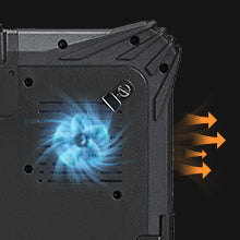 MUNBYN IRT09J Windows scanner tablet with 220x220 screen, showing a user scanning documents in a professional setting.