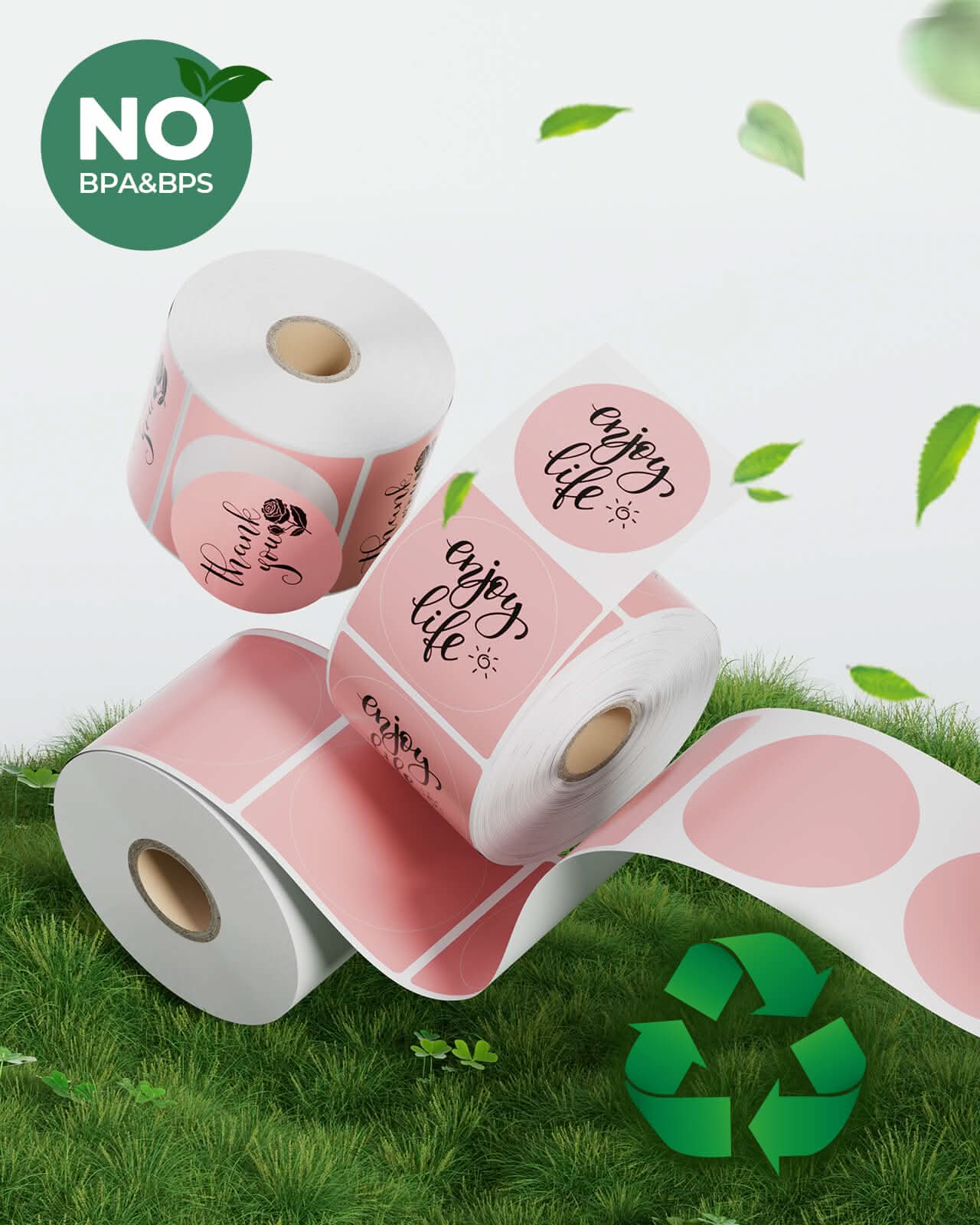 Two sheets of 2-inch circle labels printed on MUNBYN label printer paper, ready for use in labeling or packaging.