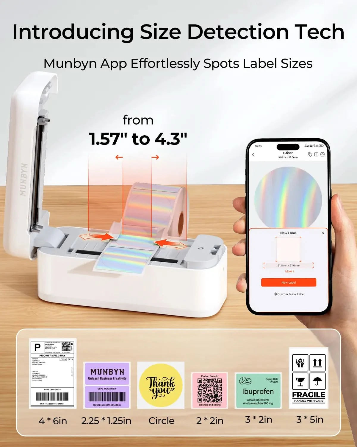 MUNBYN RealWriter 402B Bluetooth Thermal Label Printer Kit