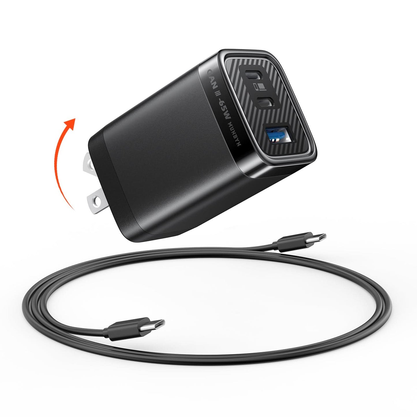 MUNBYN NexGo™ 65W GaN III 3-Port USB C Charger Block