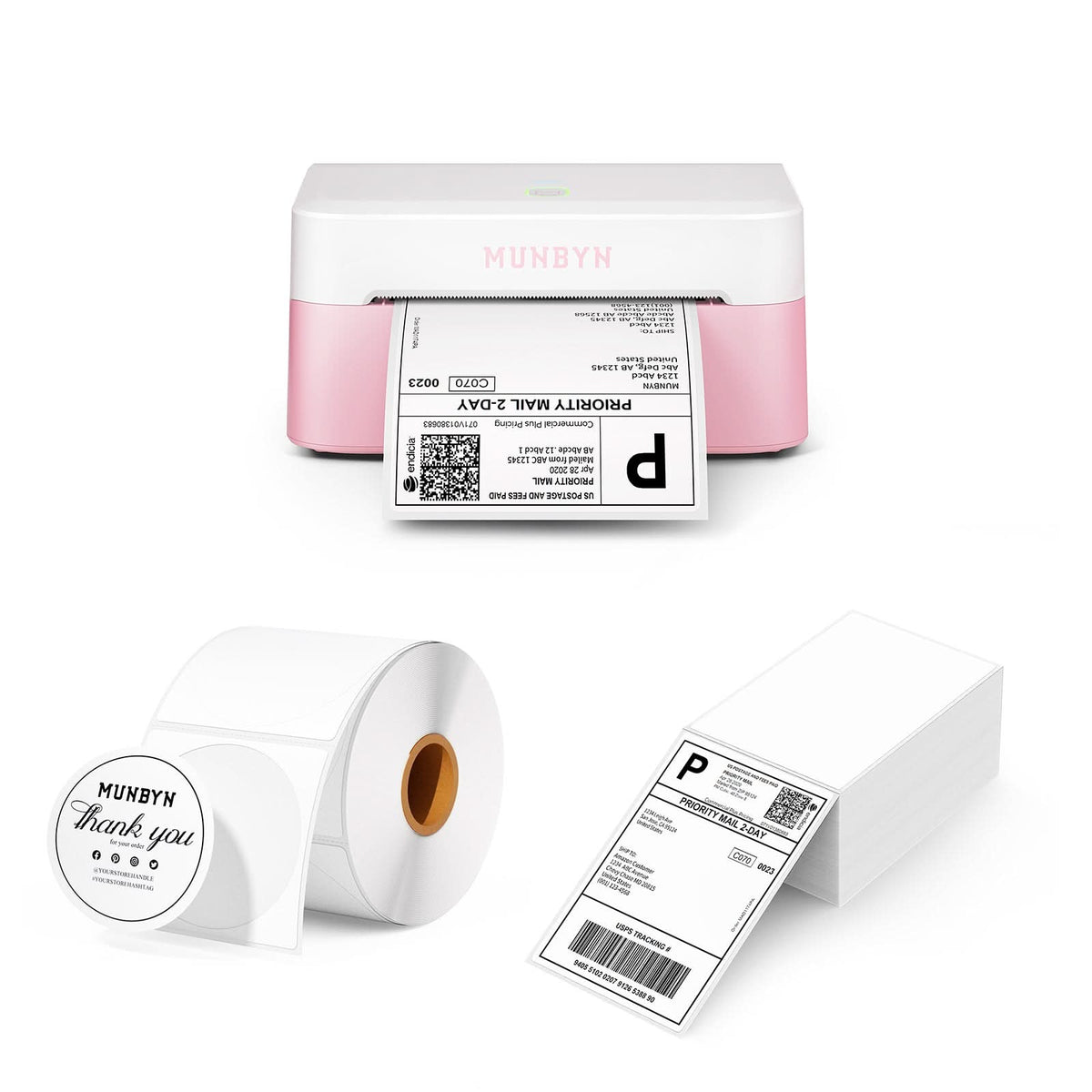 MUNBYN RW403B Bluetooth Thermal Label Printer Kit for Shipping and Product Labels