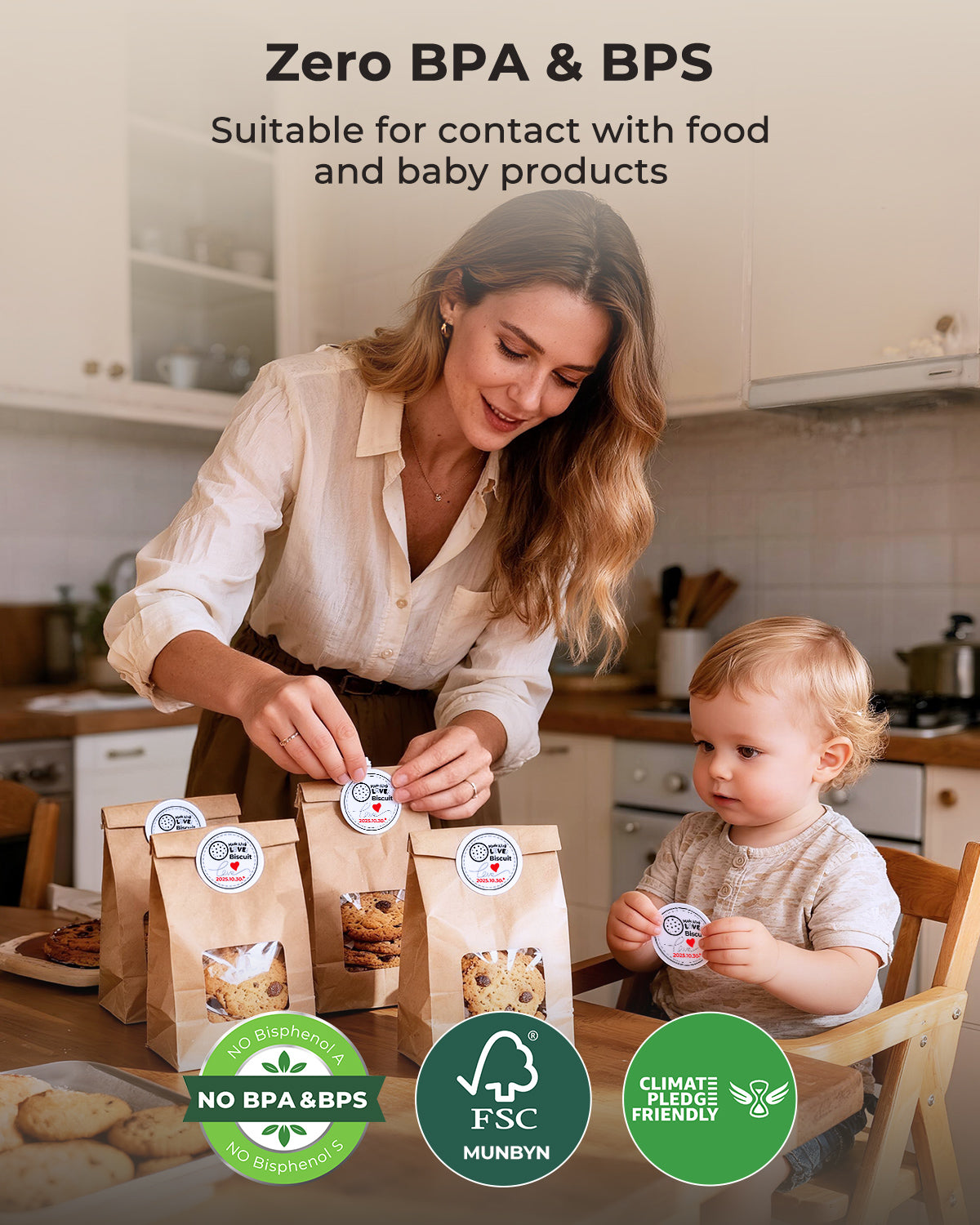 MUNBYN 2" Round Dual Color Red&Black Thermal Labels 150/Roll