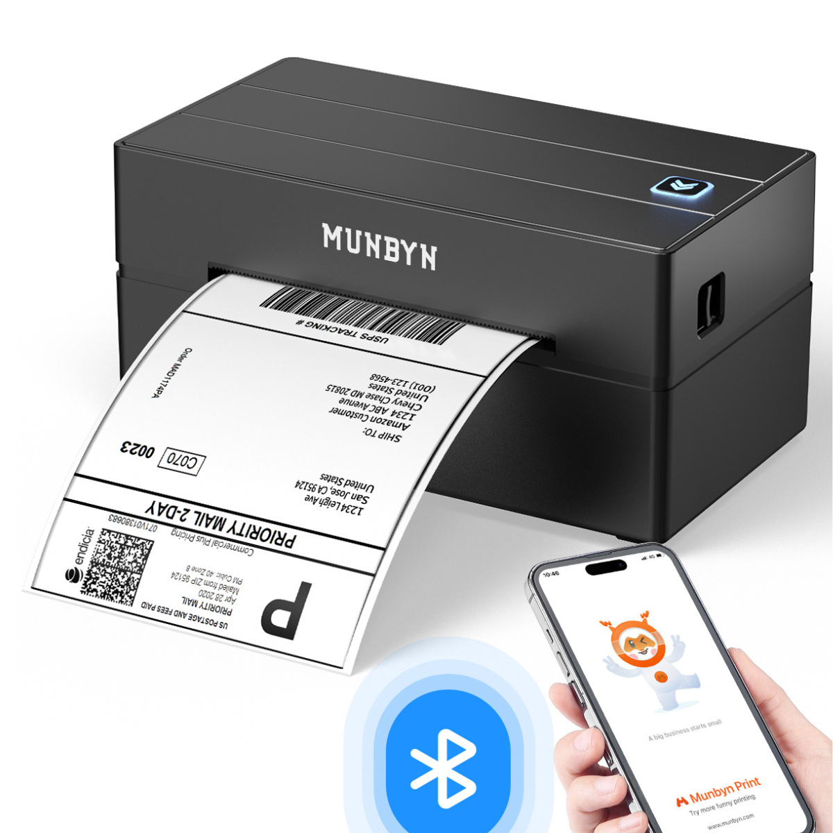 MUNBYN RealWriter 130B Bluetooth Thermal Label Printer