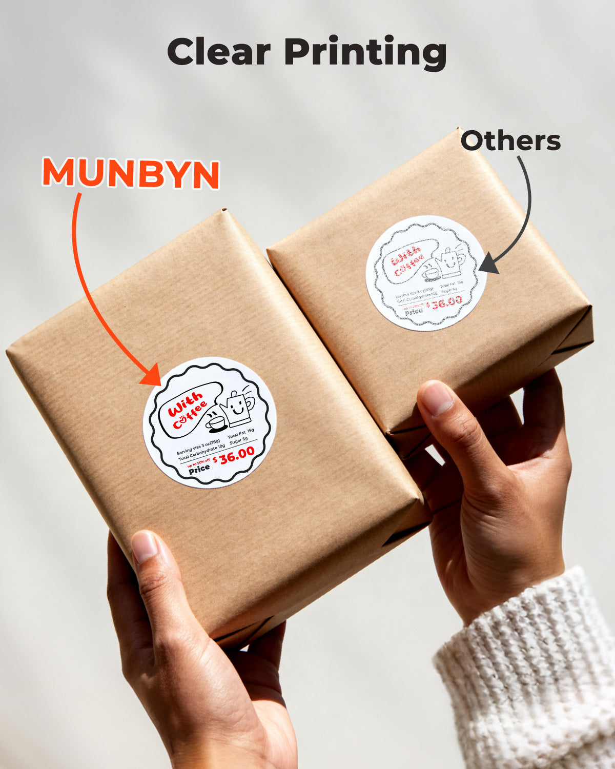 MUNBYN 2" Round Dual Color Blue&Black Thermal Labels 150/Roll