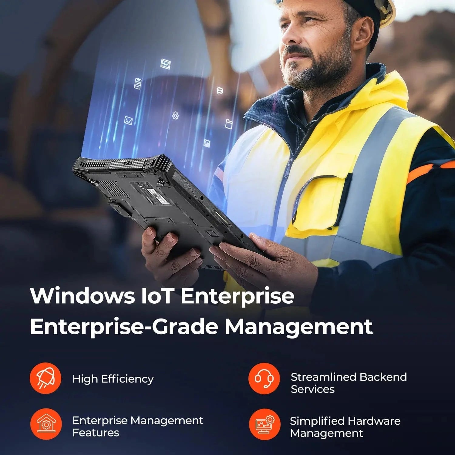 MUNBYN IRT10 Windows scanner tablet with 10-inch display and barcode scanning capabilities, shown in the image.