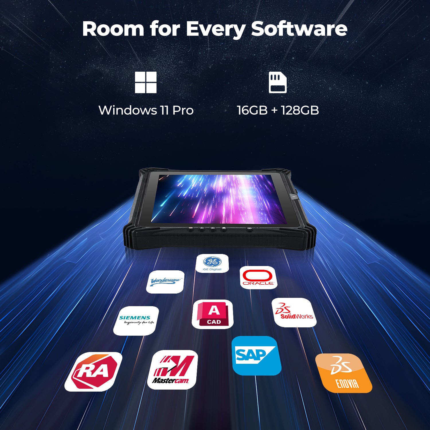 MUNBYN IRT09J Windows scanner tablet showing a handheld device with a screen and barcode scanner functionality.