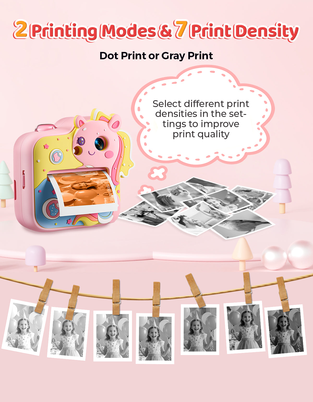 MUNBYN Kids Instant Print Camera 4-Color Thermal Printer