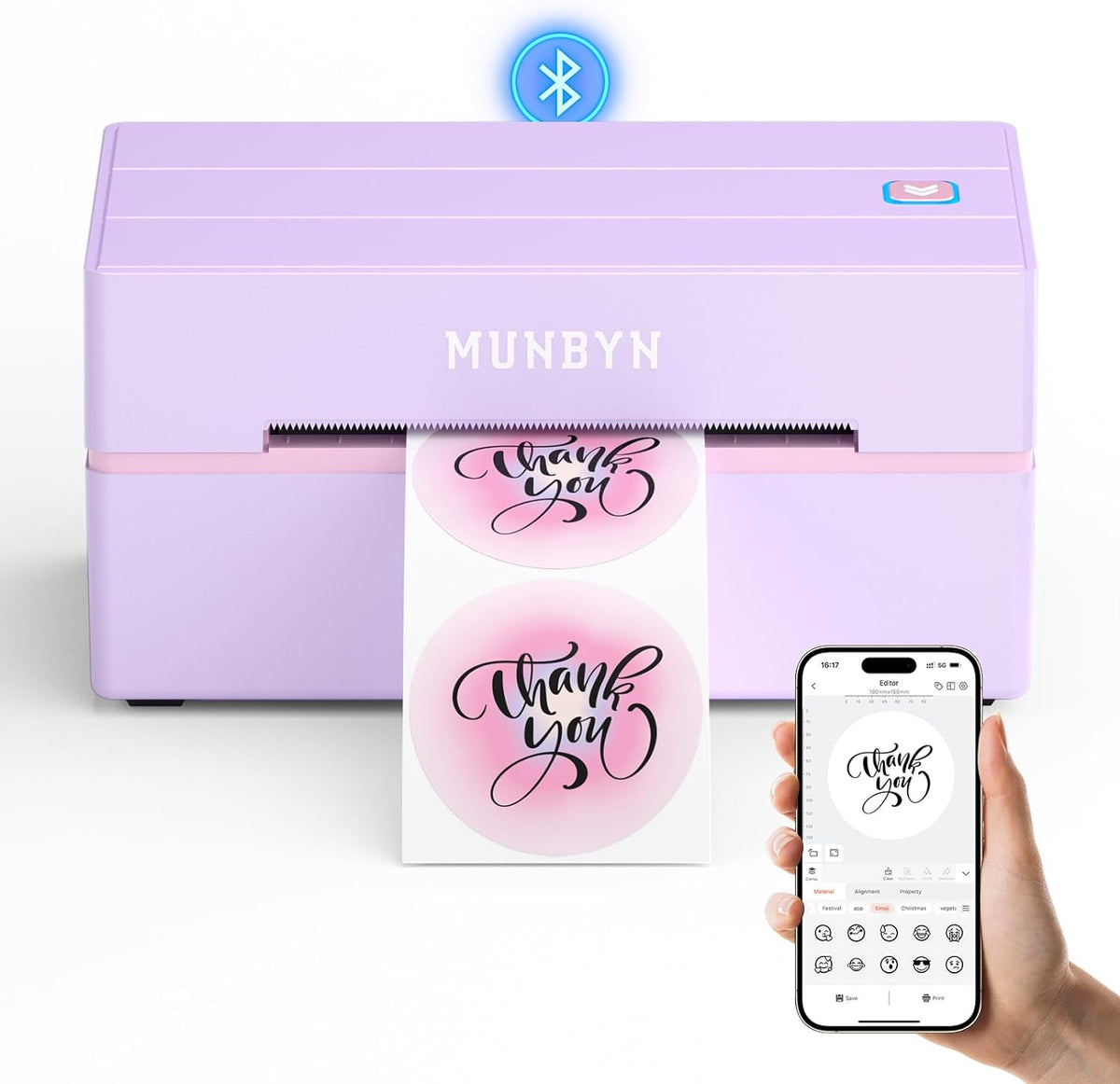 MUNBYN RealWriter 130B Bluetooth Thermal Label Printer