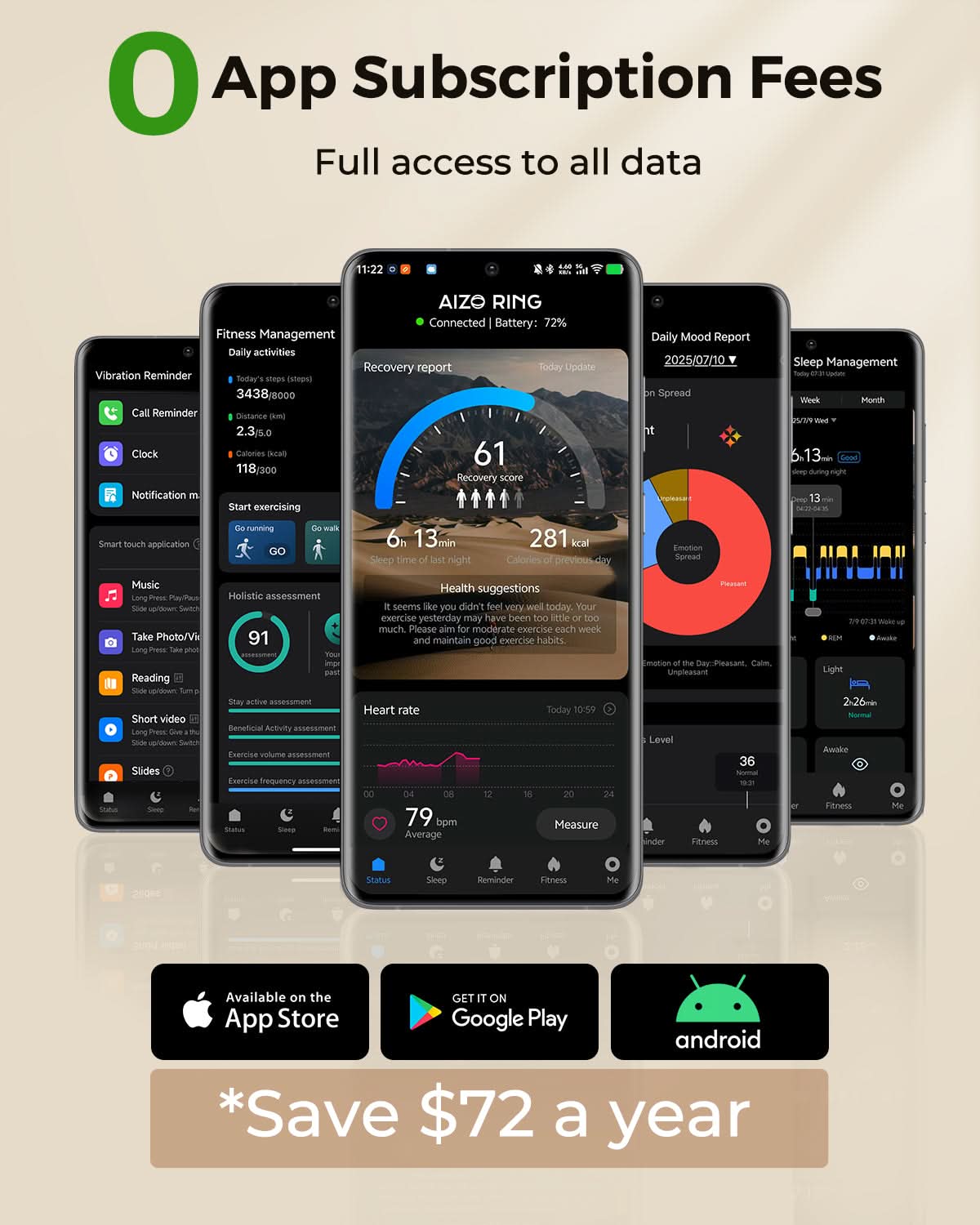 MUNBYN Smart Ring with Sleep and Health Tracking