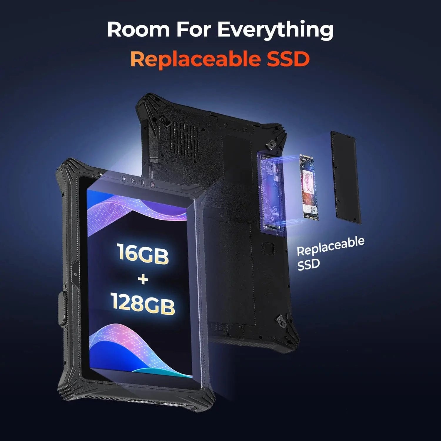 MUNBYN IRT10 Windows scanner tablet with a touchscreen display, featuring barcode scanning and rugged design for industrial use.