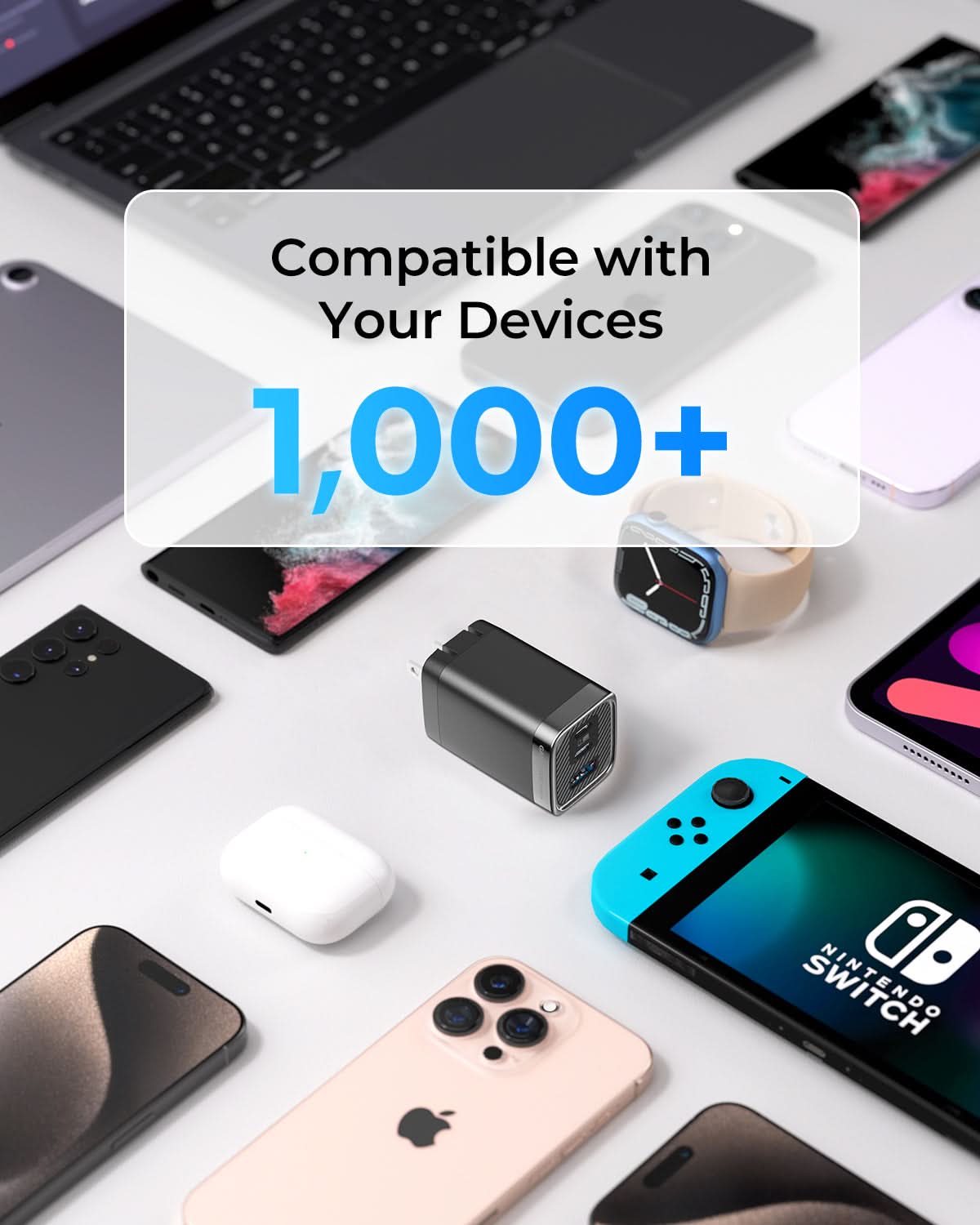 MUNBYN NexGo™ 65W GaN III 3-Port USB C Charger Block