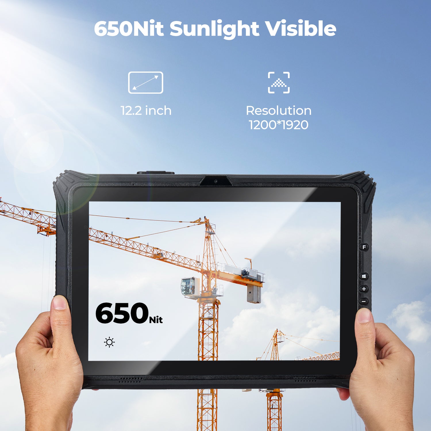 MUNBYN IRT09J Windows scanner tablet with touchscreen display, used for inventory management and barcode scanning.