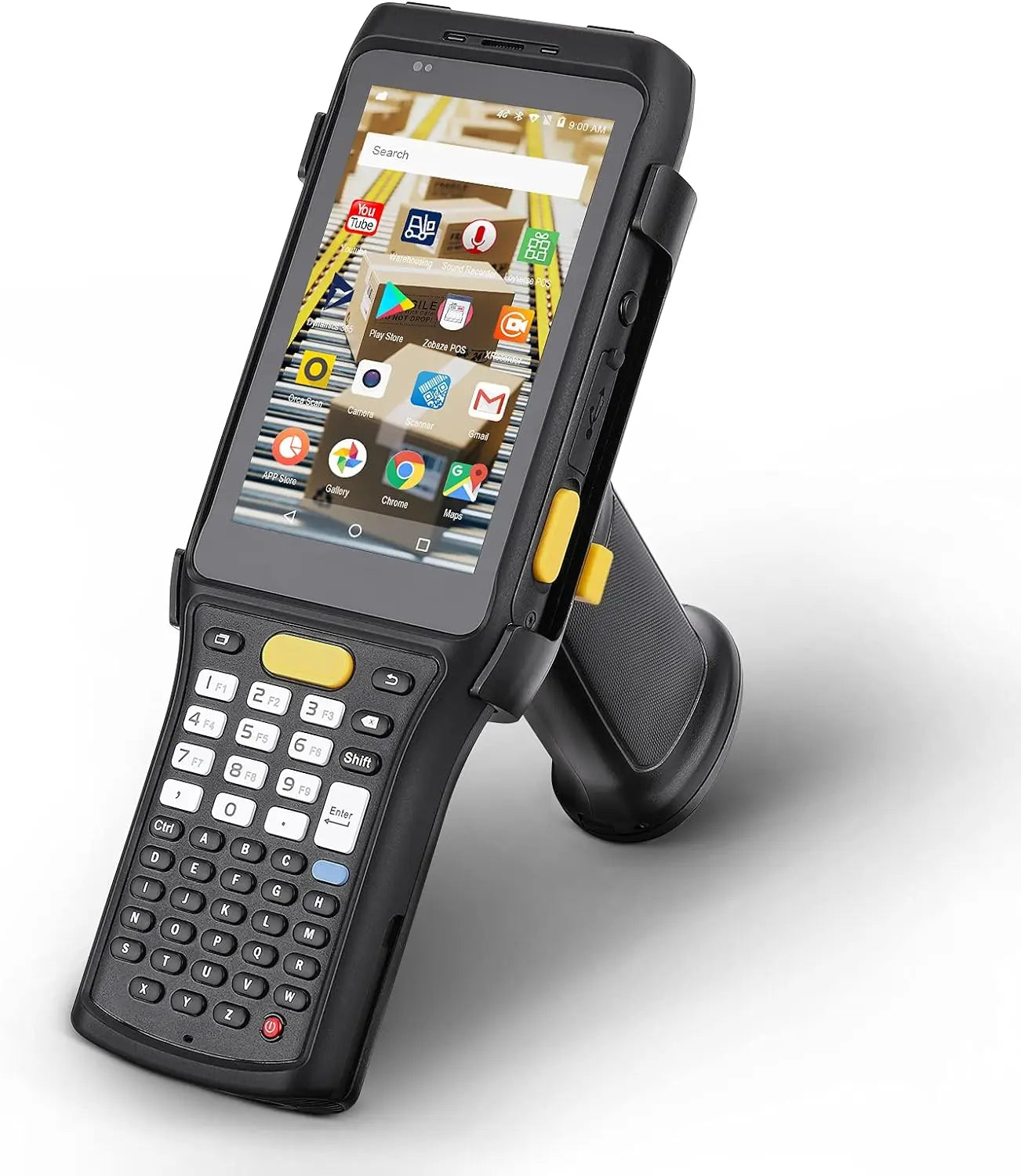 MUNBYN IPDA088P Android barcode scanner with ergonomic design and scanning window, used for retail and inventory management.