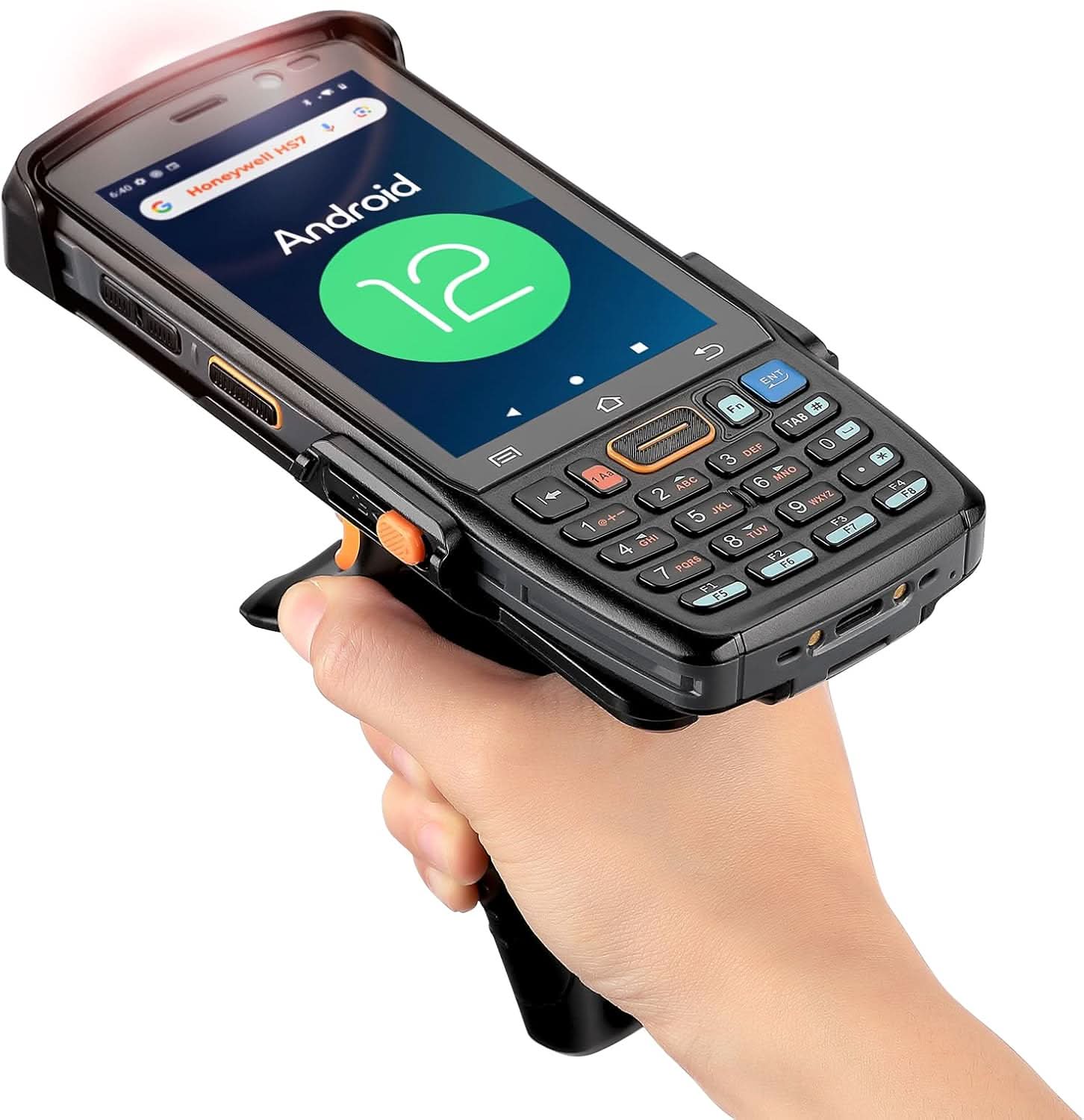 MUNBYN IPDA100P Android barcode scanner with handheld design and ergonomic grip, ideal for retail and inventory management.