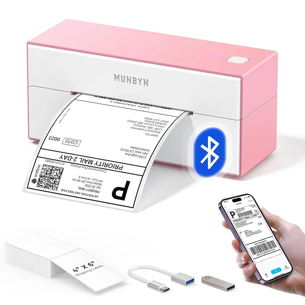 MUNBYN RealWriter 129B Bluetooth Thermal Label Printer