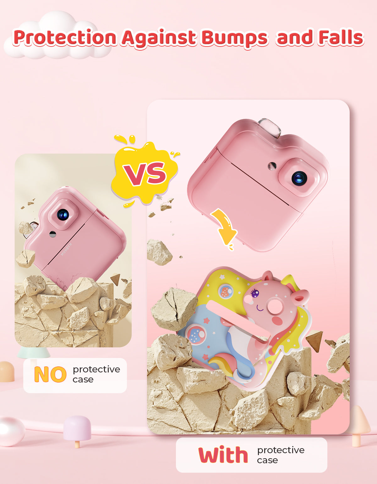 MUNBYN Kids Instant Print Camera 4-Color Thermal Printer