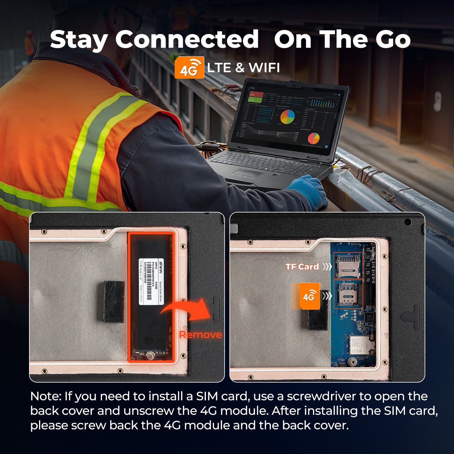 MUNBYN IRX16 Windows scanner tablet with touchscreen display and barcode scanner, used for inventory and retail management.