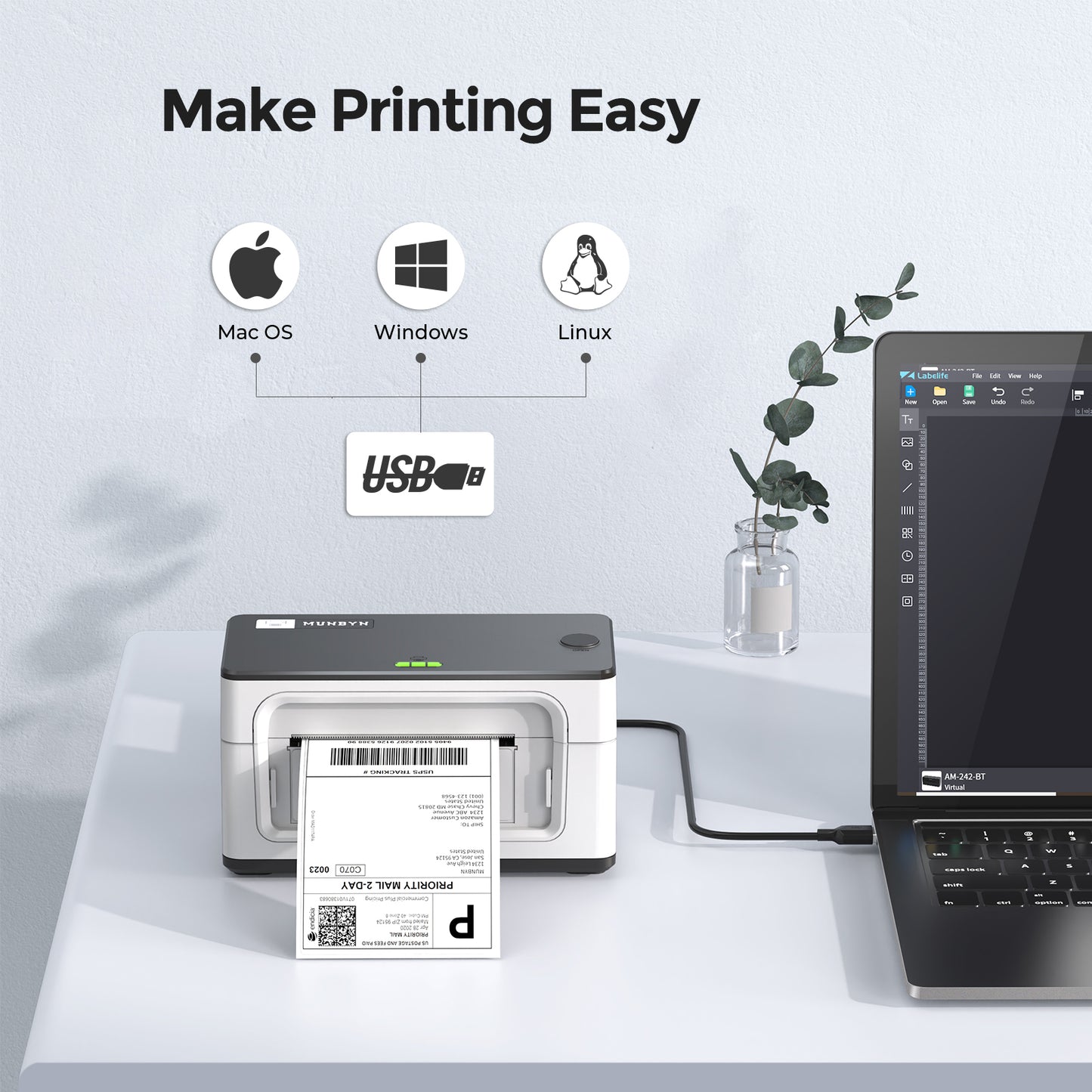 MUNBYN RealWriter 941U USB Thermal Label Printer