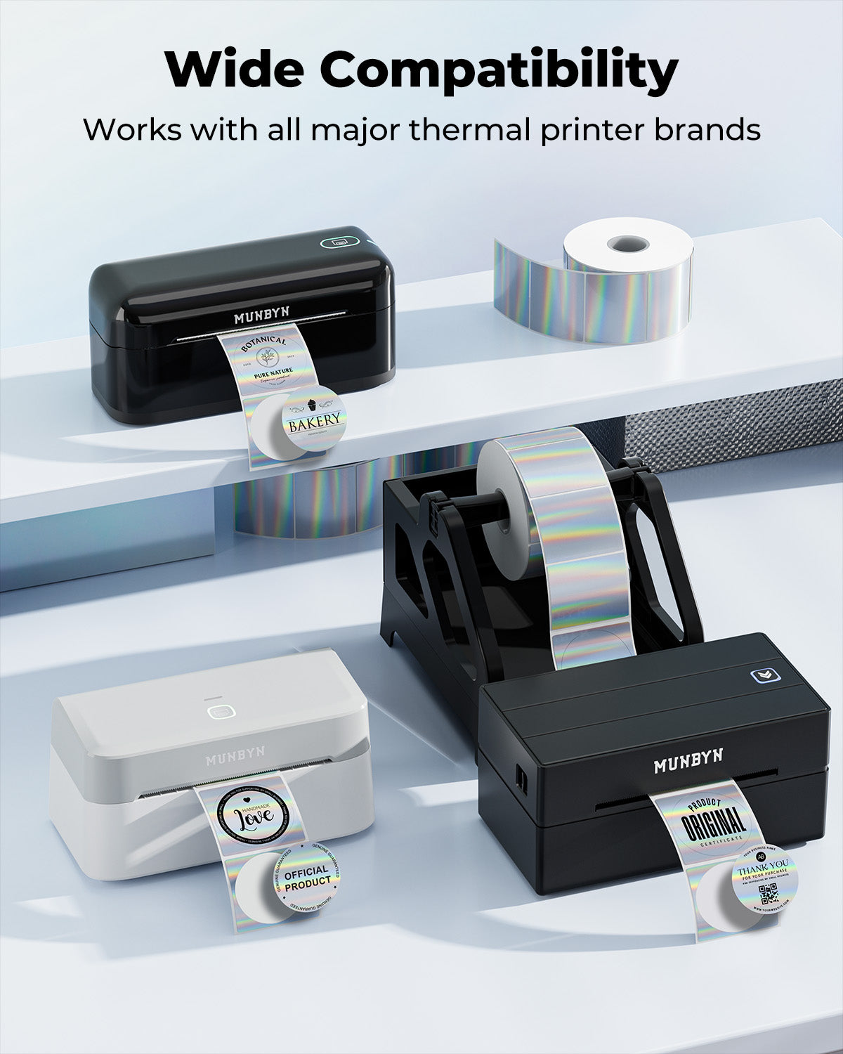 Holographic Silver Labels - MUNBYN