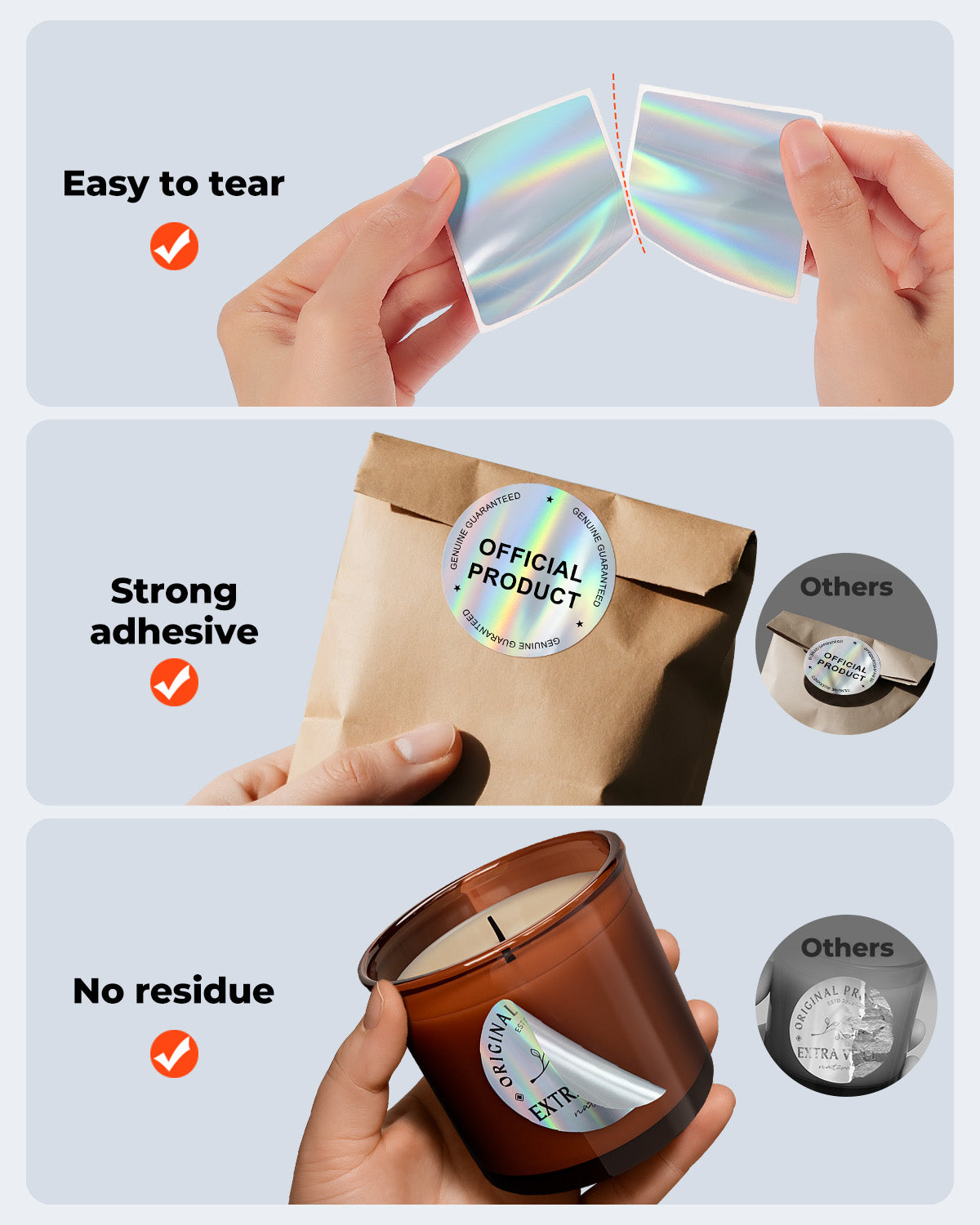 Holographic Silver Labels - MUNBYN