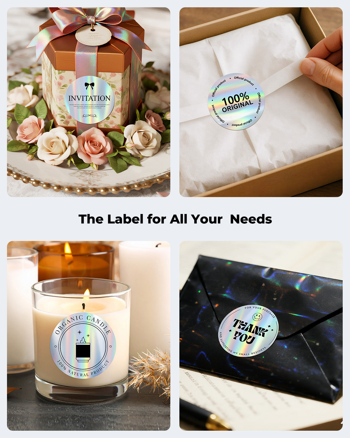 Holographic Silver Labels - MUNBYN