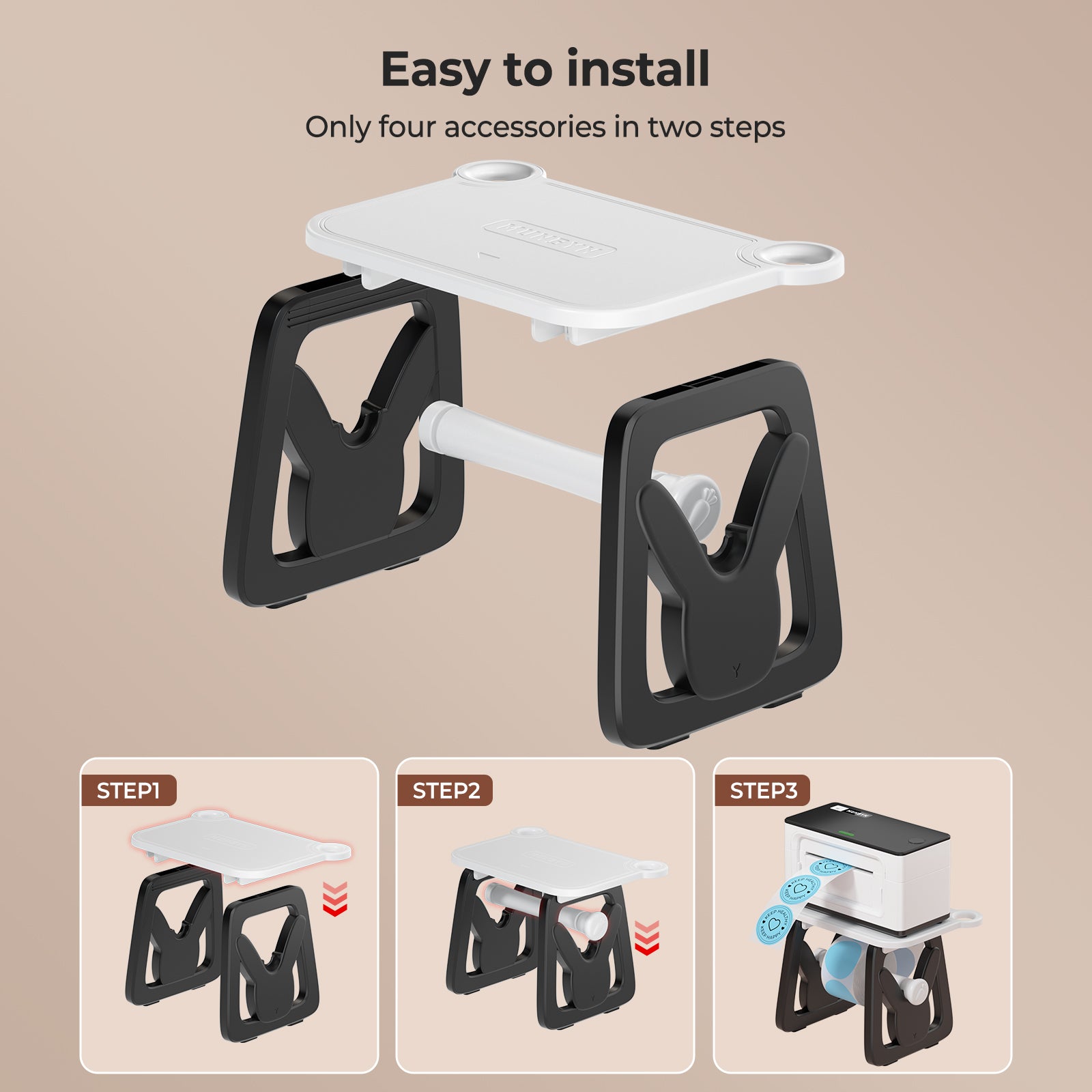 MUNBYN ILH02 label holder for label printer accessories, black and white, with five units shown on a white background.