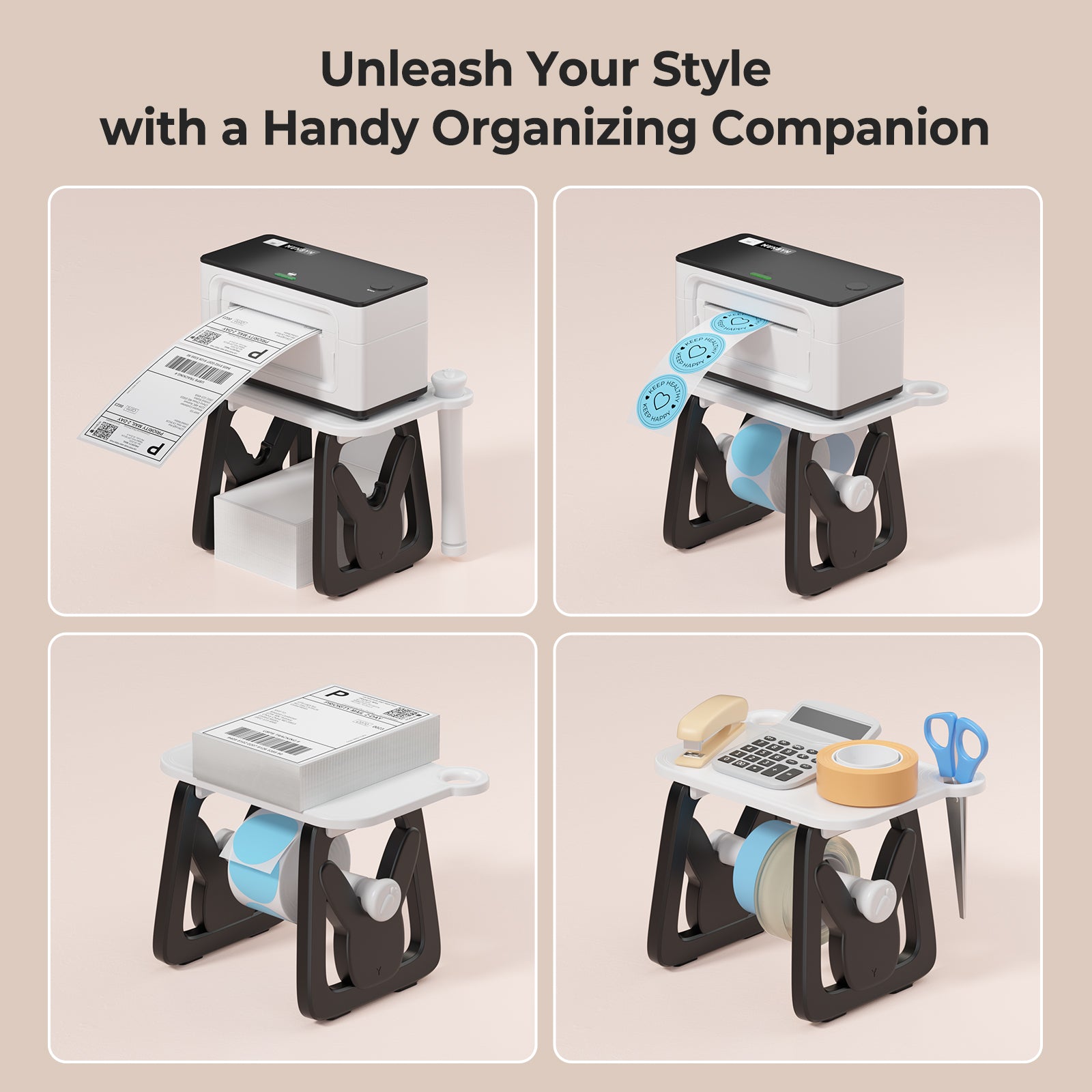 Black and white ILH02 Label Holder for MUNBYN label printers, durable accessory for organizing and securing labels.