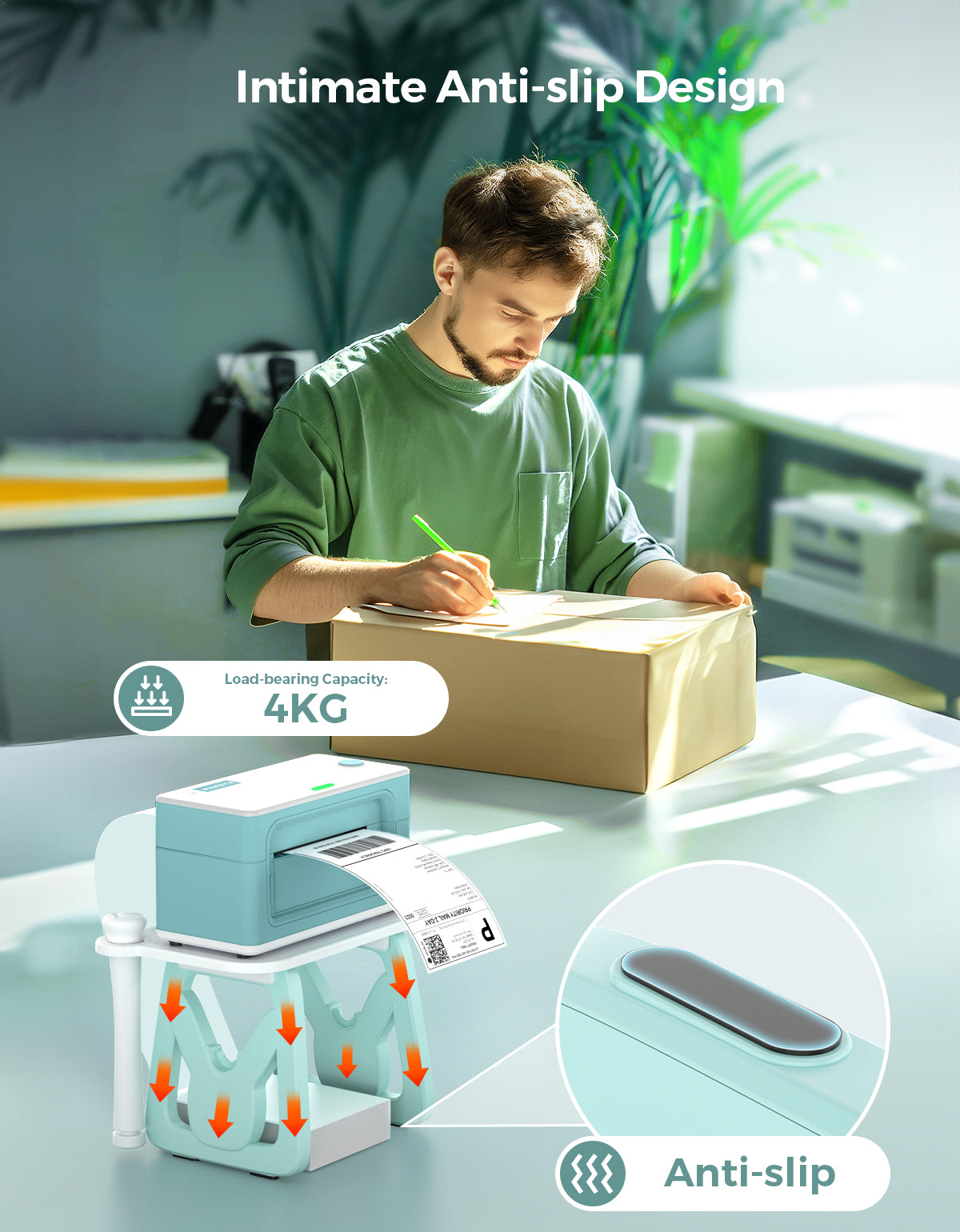 Green ILH02 label holder for MUNBYN label printers, designed for organizing and securing labels in printing applications.