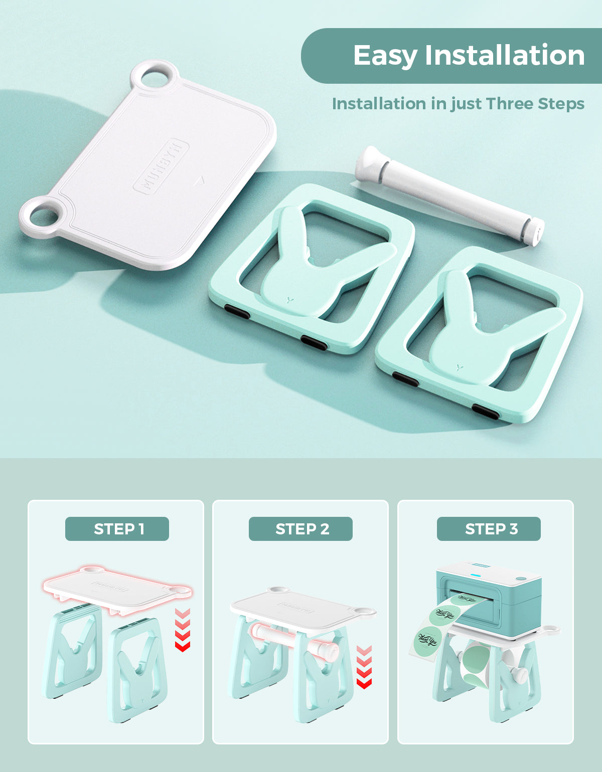 Green ILH02 label holder for MUNBYN label printer accessories, showing a clear plastic clip for organizing labels.