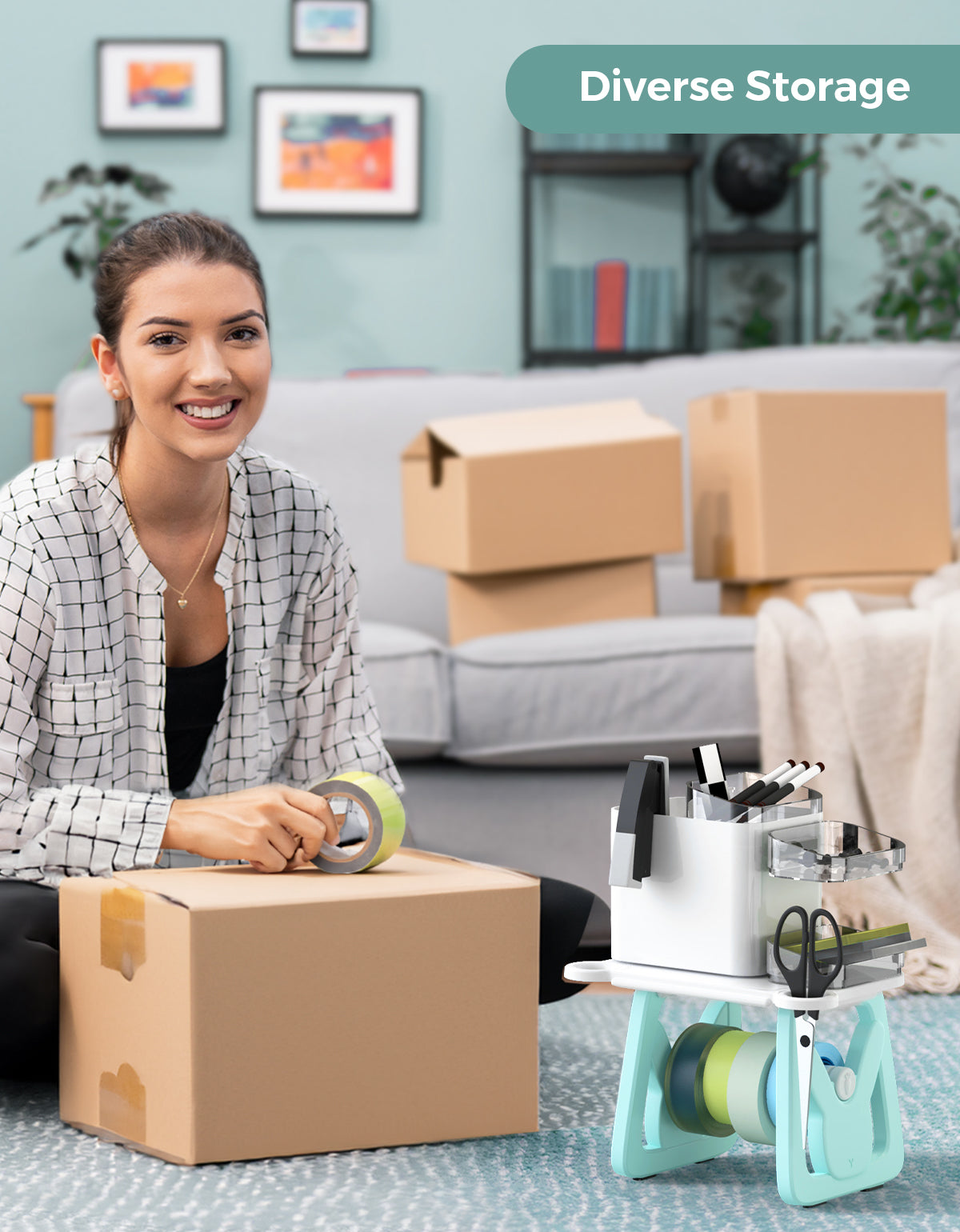 MUNBYN ILH02 Label Holder for label printers, green color, accessory for organizing and managing printed labels.