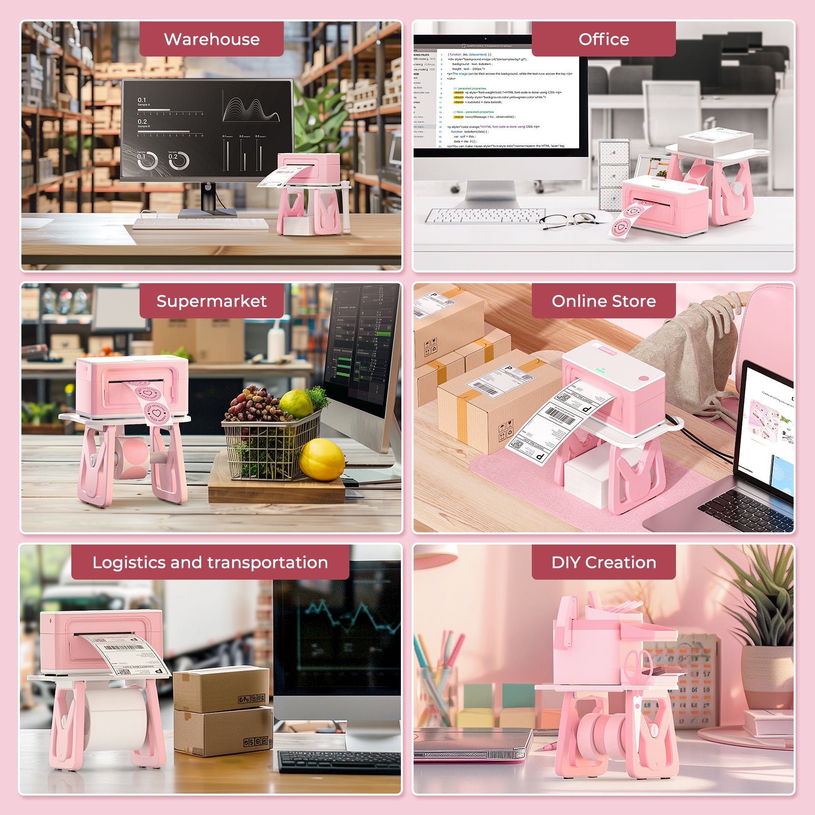 Pink ILH02 label holder for MUNBYN label printers, showcasing a sleek accessory designed for organizing and labeling.