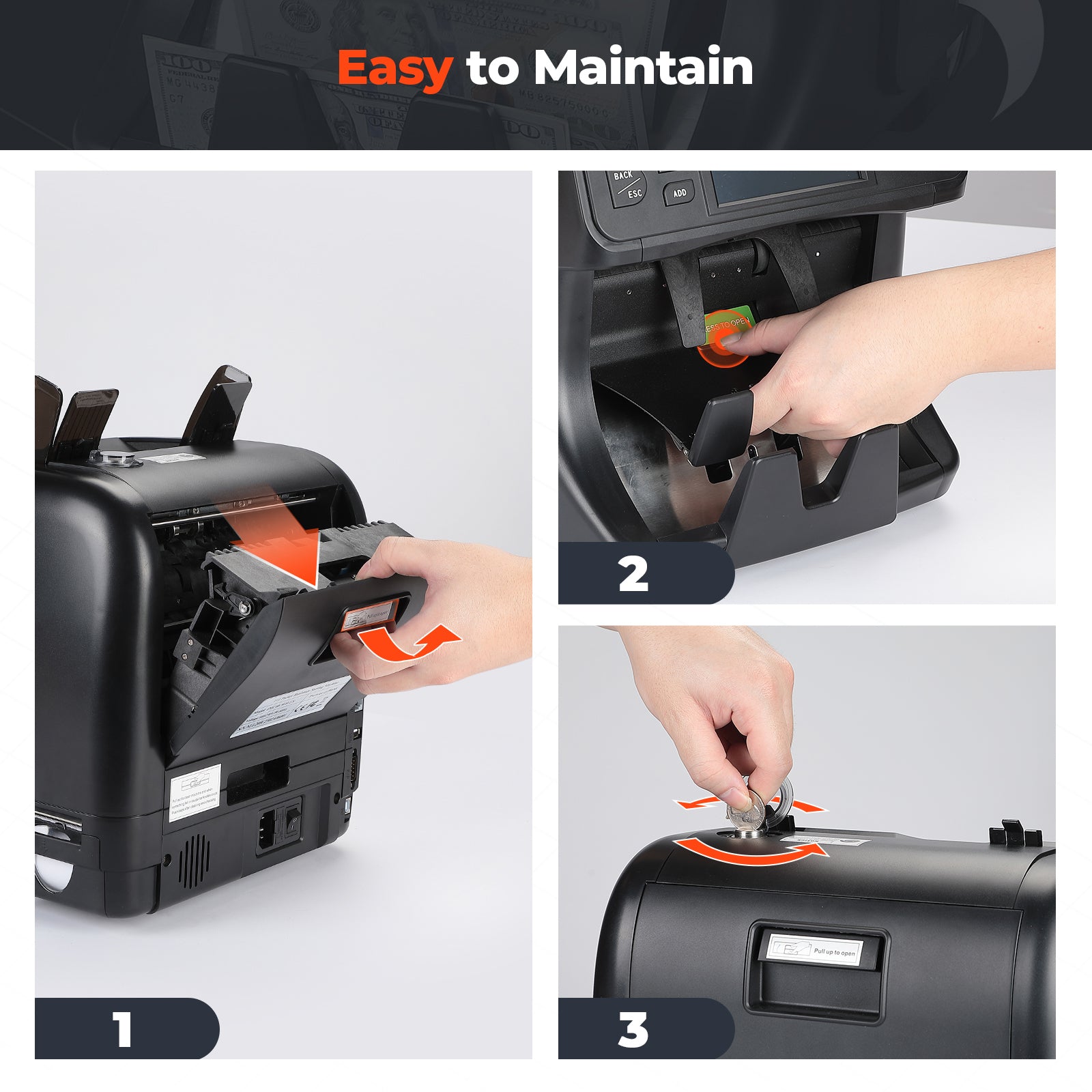 MUNBYN IMC40 black money counter machine with digital display