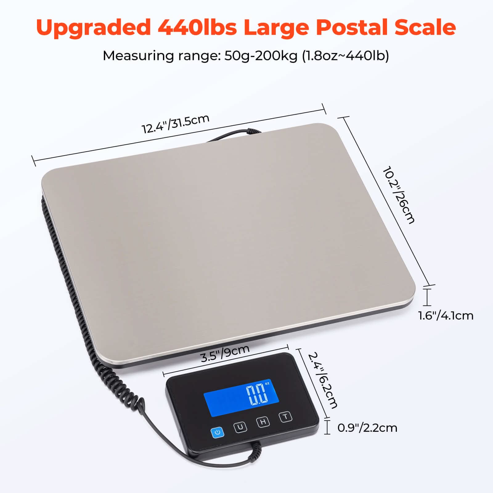MUNBYN IPS03 shipping scale with digital display and weighing platform, used for accurate package weight measurement.