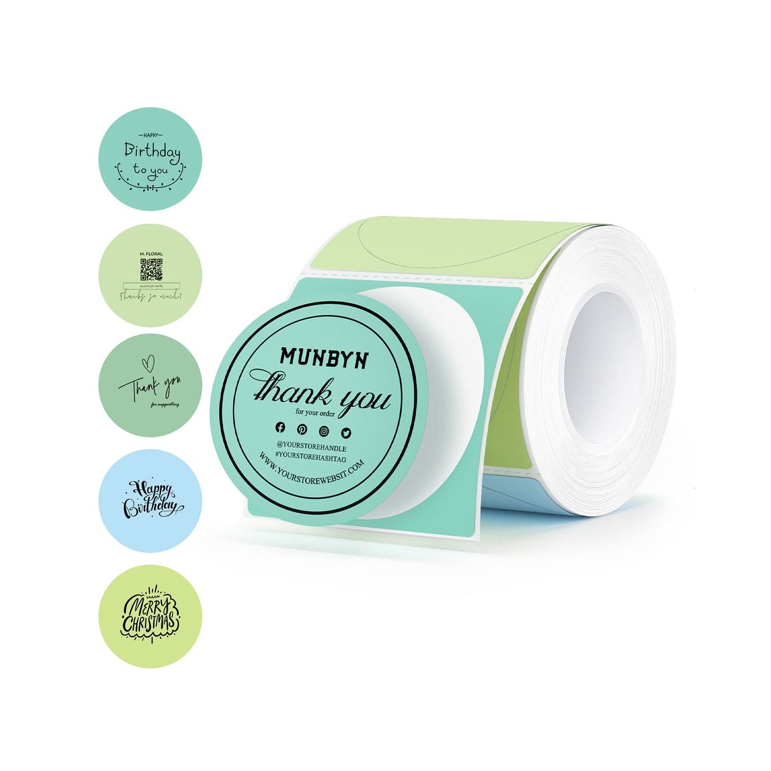 MUNBYN 2" Macaron Round Thermal Labels for Product and Packaging Stickers