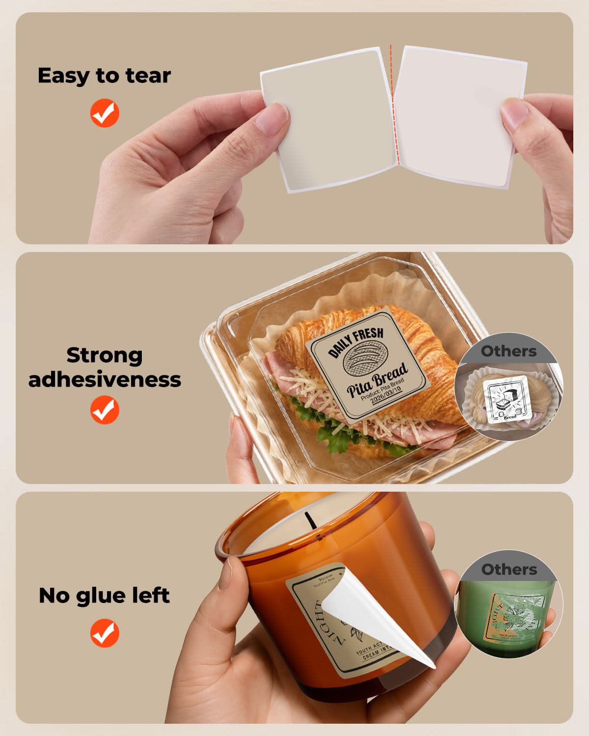MUNBYN 2" Morandi Square Thermal Labels