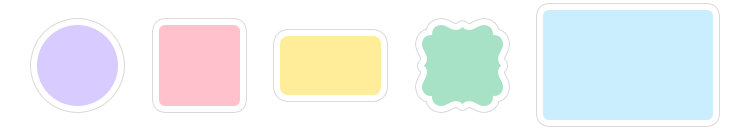 Set of five colorful square icons in a horizontal row.