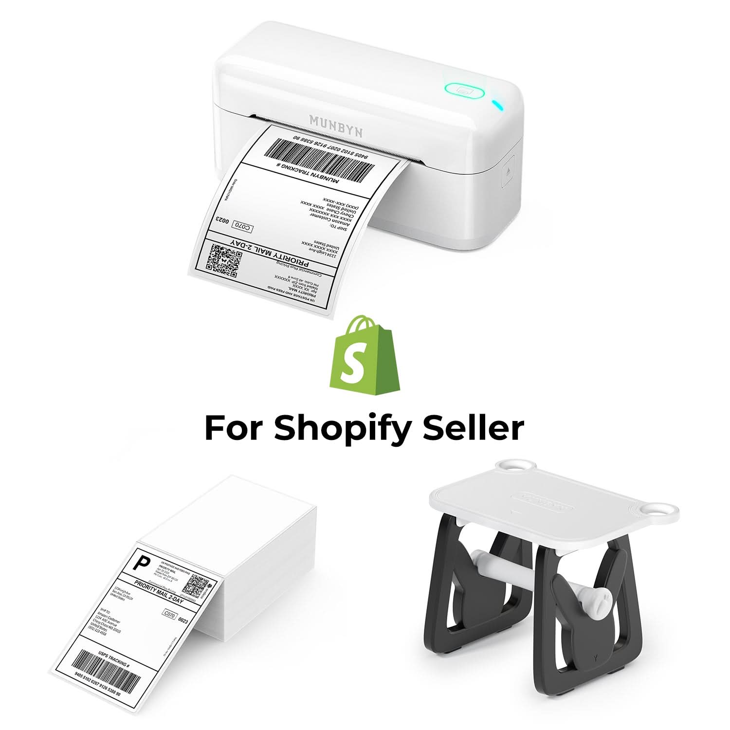 MUNBYN RealWriter 402B Bluetooth Printer & 4x6 Labels Shopify Shipping Elegant Kit