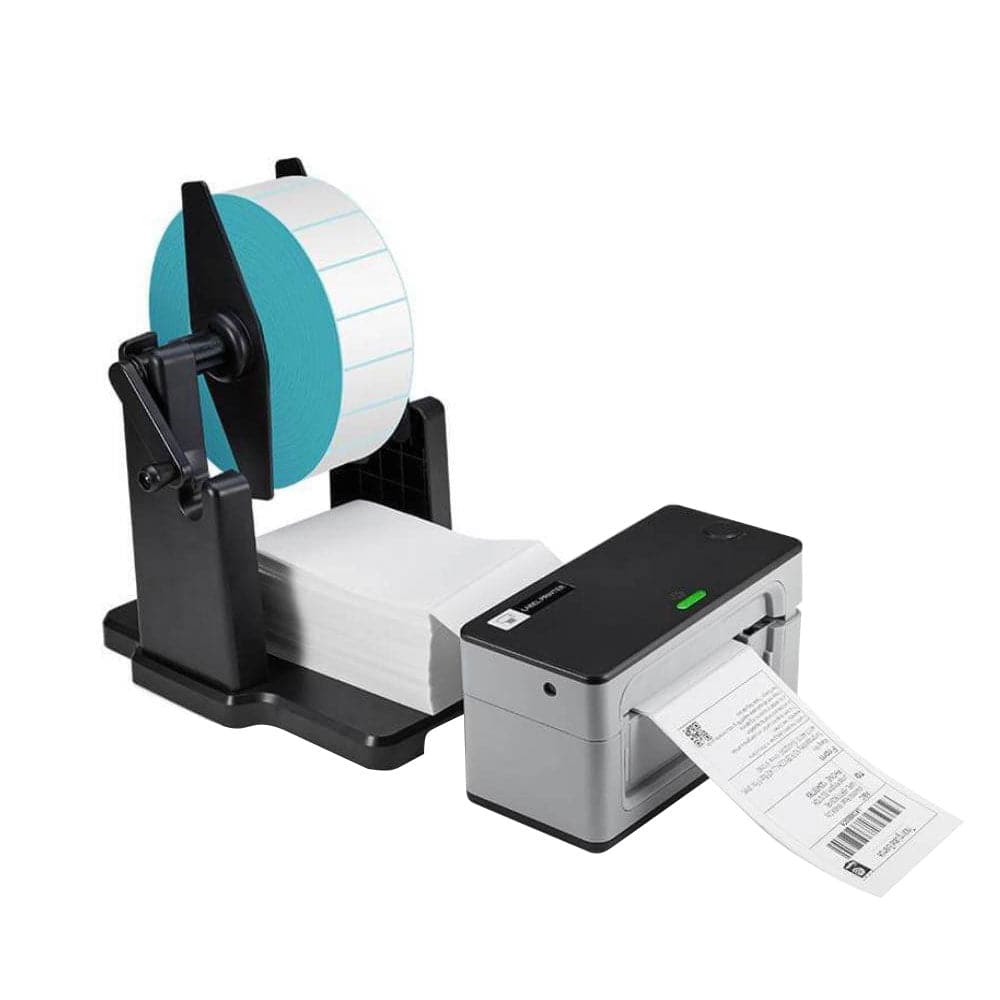MUNBYN 941ST label holder for label printer, showing durable plastic construction and easy attachment features.