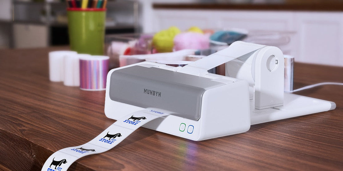 MUNBYN RealWriter 405B Replaceable Print-Head Bluetooth Thermal Label Printer with Label Holder