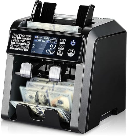 MUNBYN IMC08 2-Pocket Money Counter Machine Mix Denomination