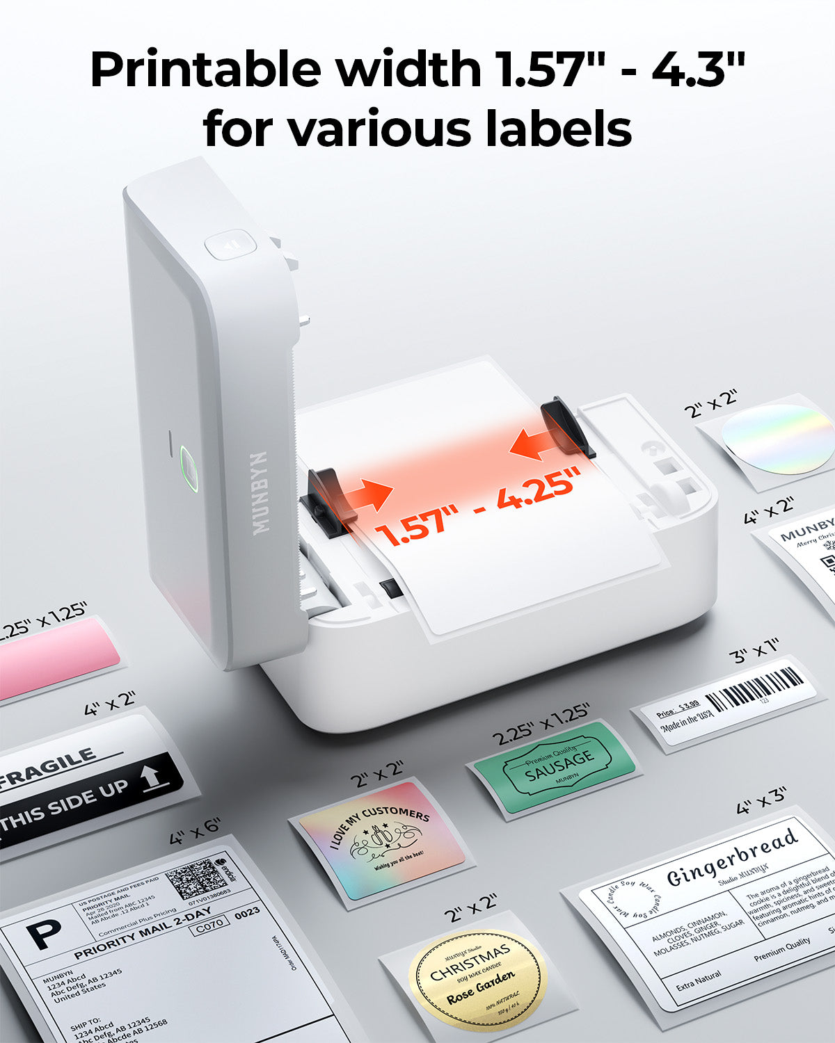 MUNBYN RW403B Bluetooth Thermal Label Printer