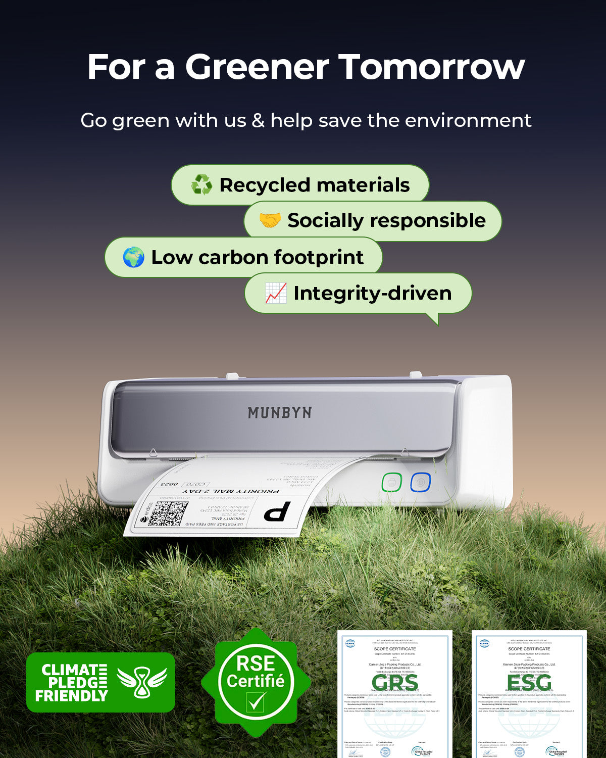 MUNBYN RealWriter 405B Bluetooth Printer & Rectangle Labels Clothing Product Pro Kit