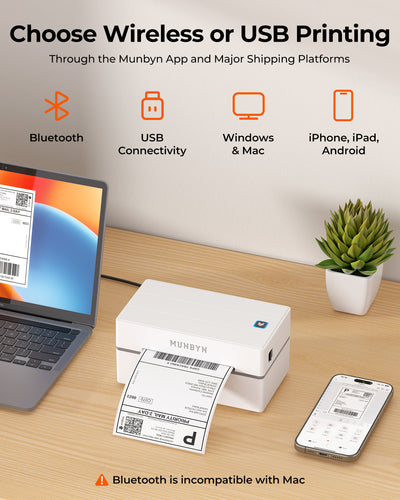 MUNBYN RealWriter 130B Bluetooth Printer & Rectangle Pink Labels Beauty Packaging Basic Kit