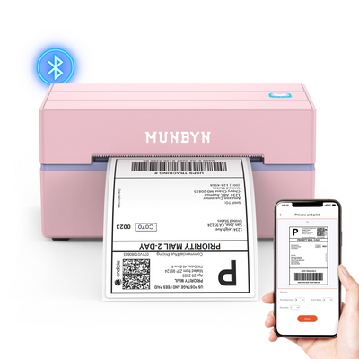 MUNBYN RealWriter 130B thermal label printer kit with printer and accessories, ideal for shipping and labeling tasks